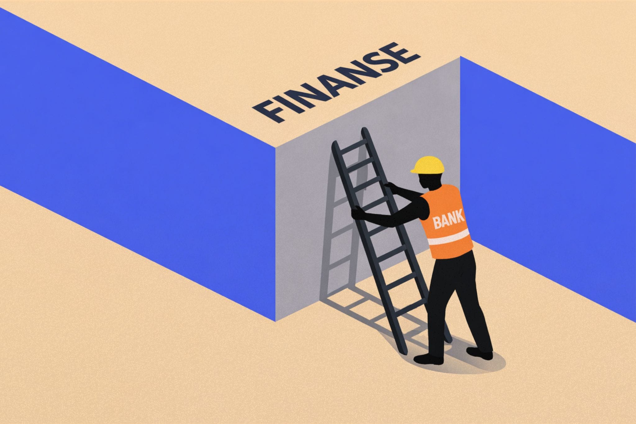 Pracownik buduje ścianę finansową.