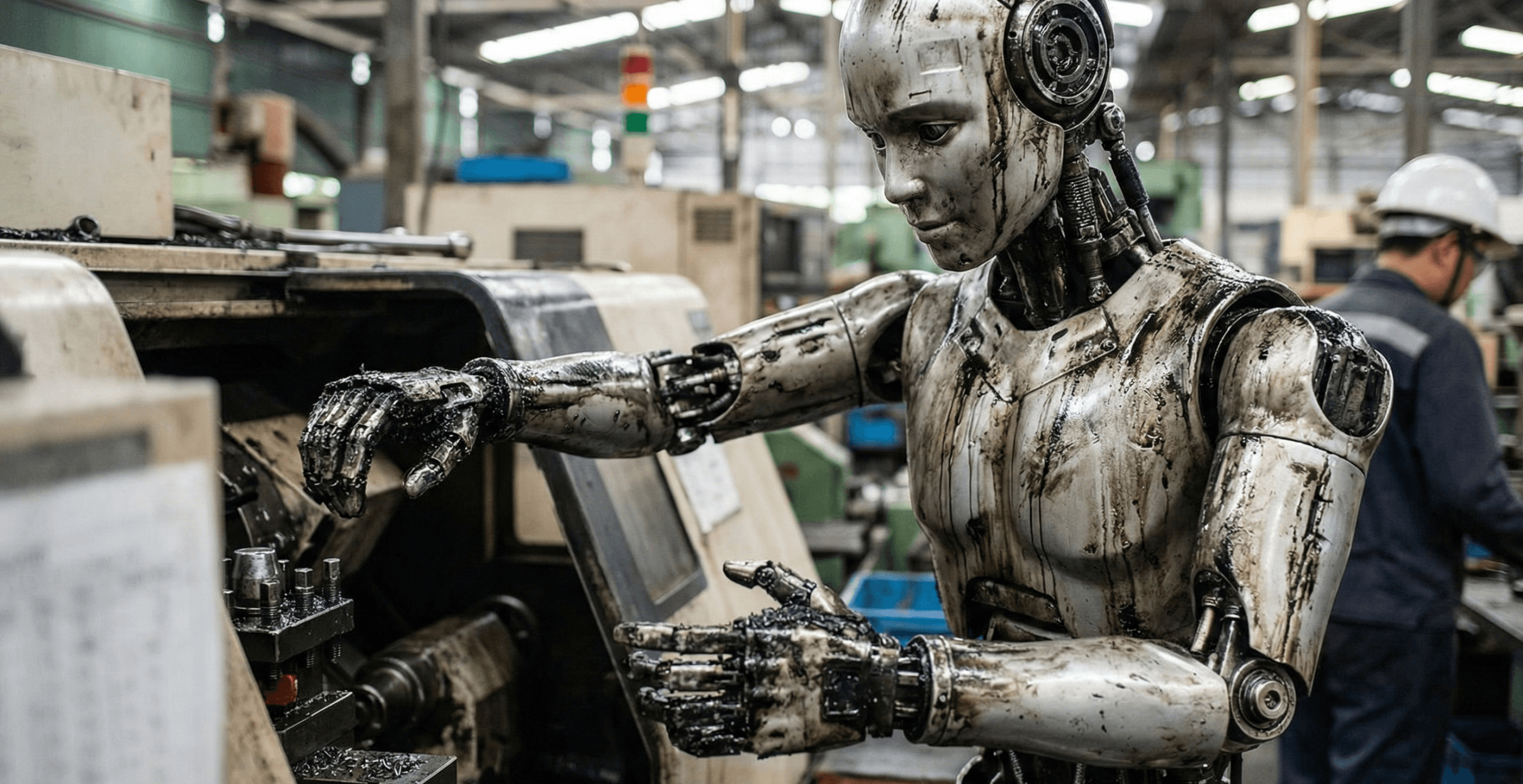 Robot AI brudzi sobie ręce w fabryce