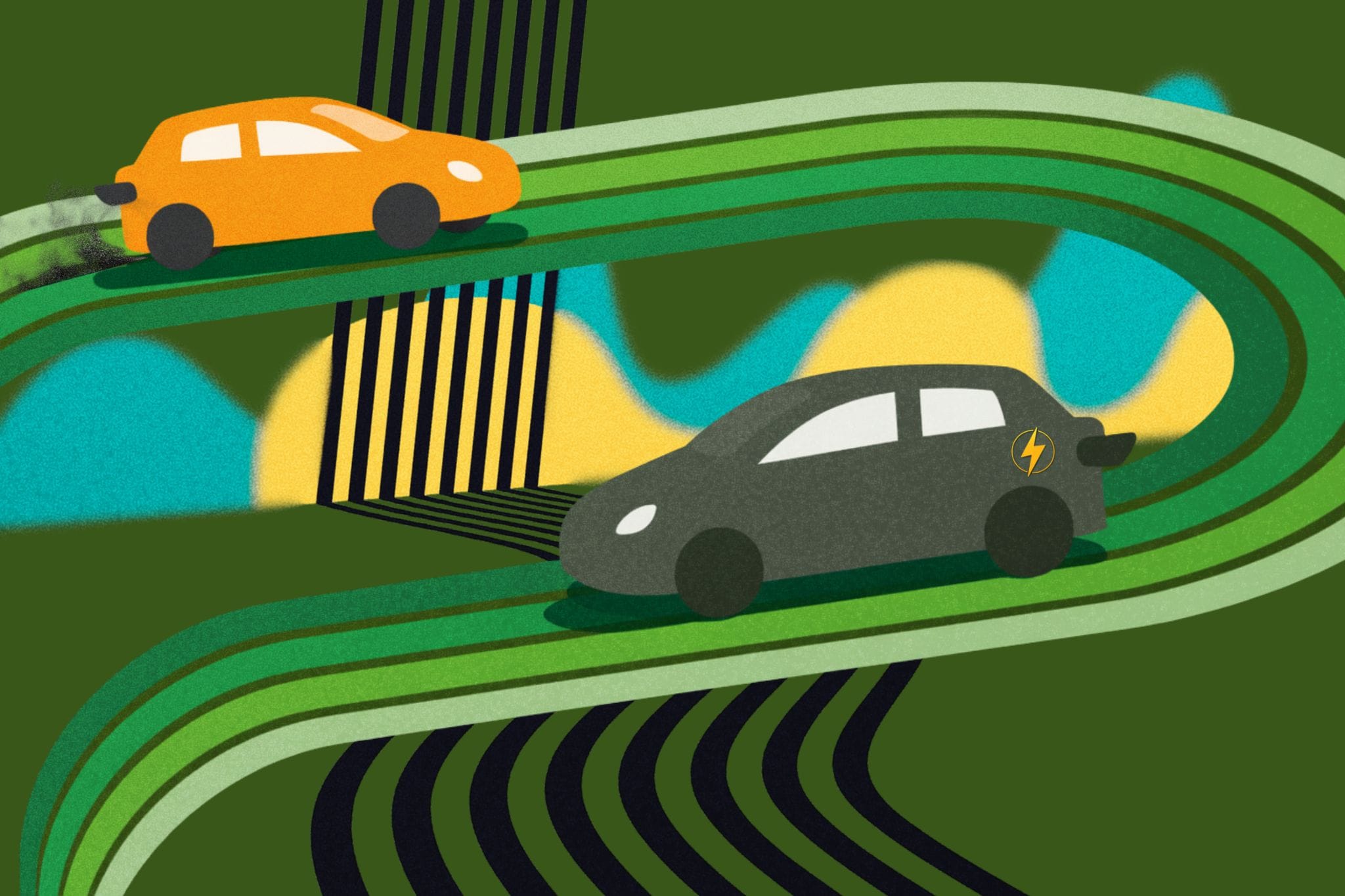 Samochody na zielonej drodze