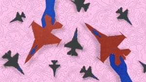 Samoloty na różowym tle