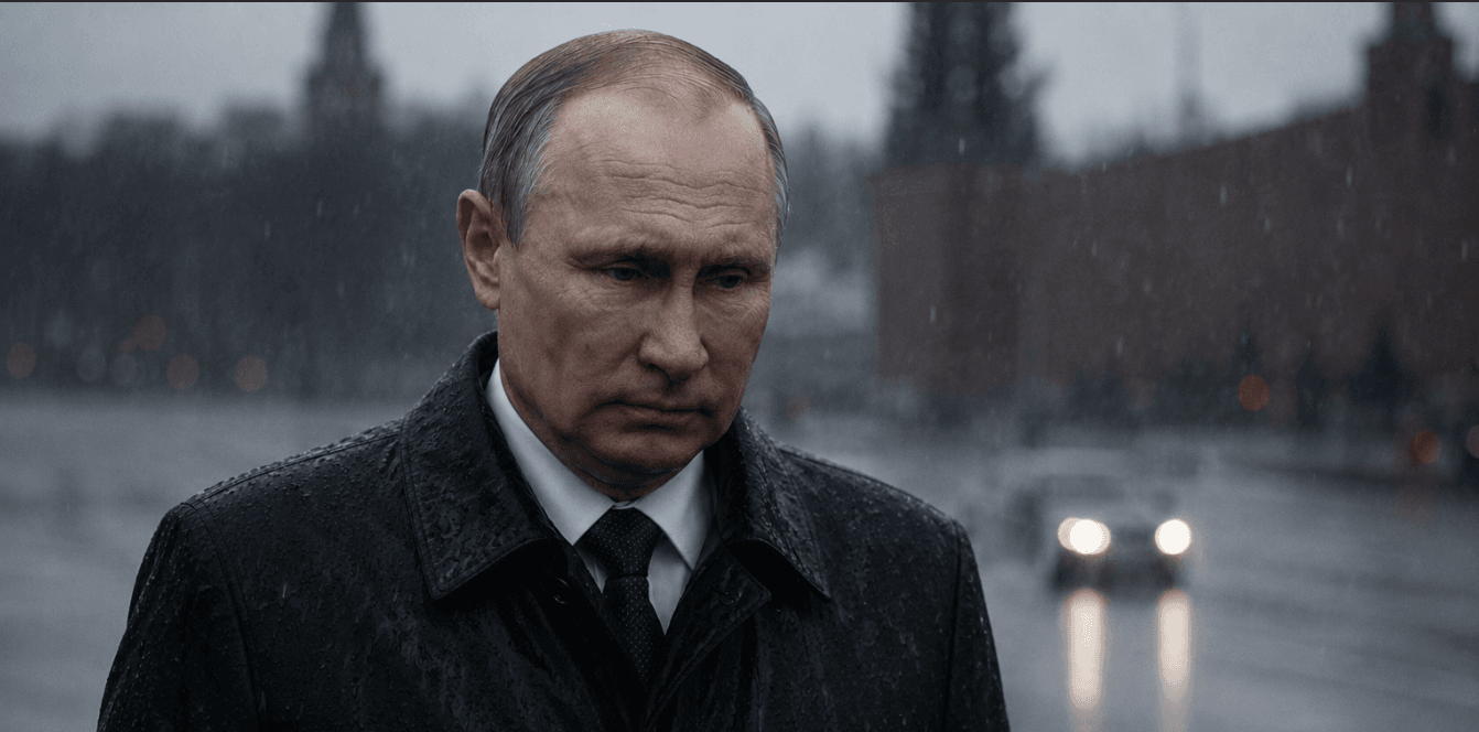 Putin w deszczu