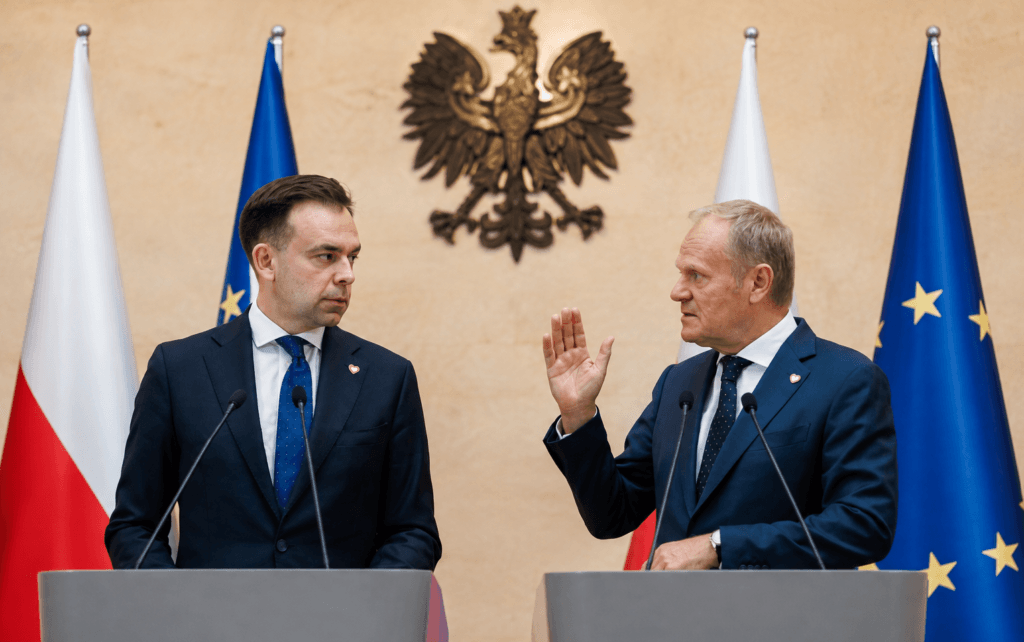 Donald Tusk i minister finansów Andrzej Domański
